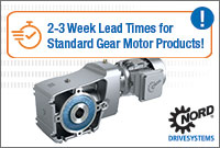 NORD DRIVESYSTEMS Provides 2-3 Week Lead Times for Standard Gear Motors