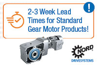 NORD Offers 2-3 Week Lead Times on Standard Gear Motor Products 